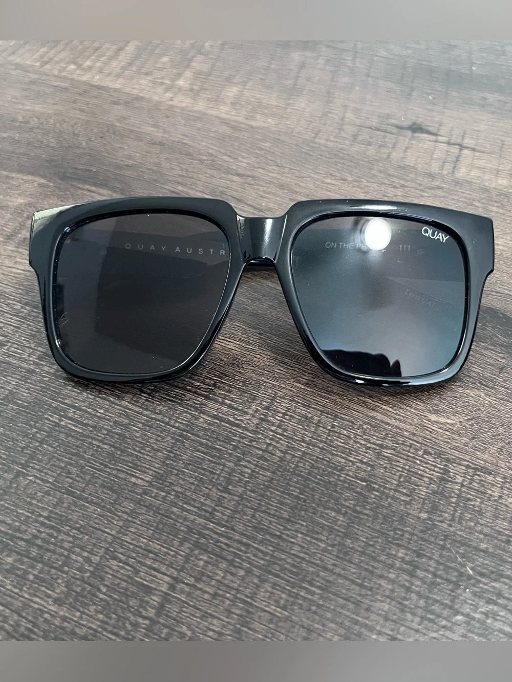 Quay Australia Black Square Sunglasses with Dark Lenses